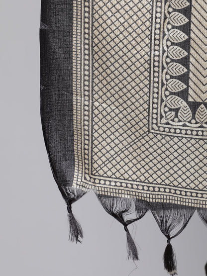 Women Black Solid Kurta And Palazzo With Printed Dupatta | LASVINI - Redefining Indian Fashion with Elegance