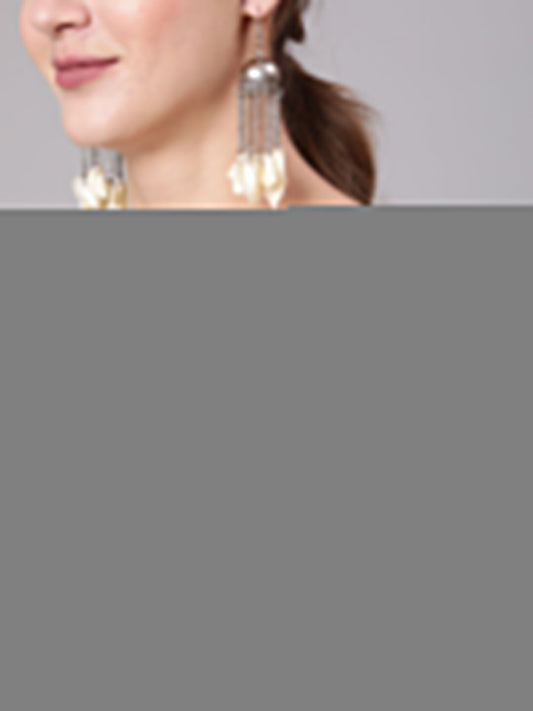 Women White Printed Straight Tunic With Three Quarter Sleeves | LASVINI - Redefining Indian Fashion with Elegance