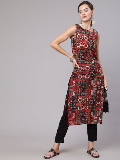 Women Multicoloured Printed Thread Work Kurta | LASVINI - Redefining Indian Fashion with Elegance