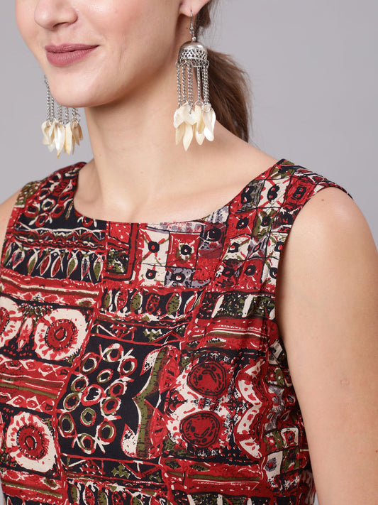 Women Multicoloured Printed Thread Work Kurta | LASVINI - Redefining Indian Fashion with Elegance