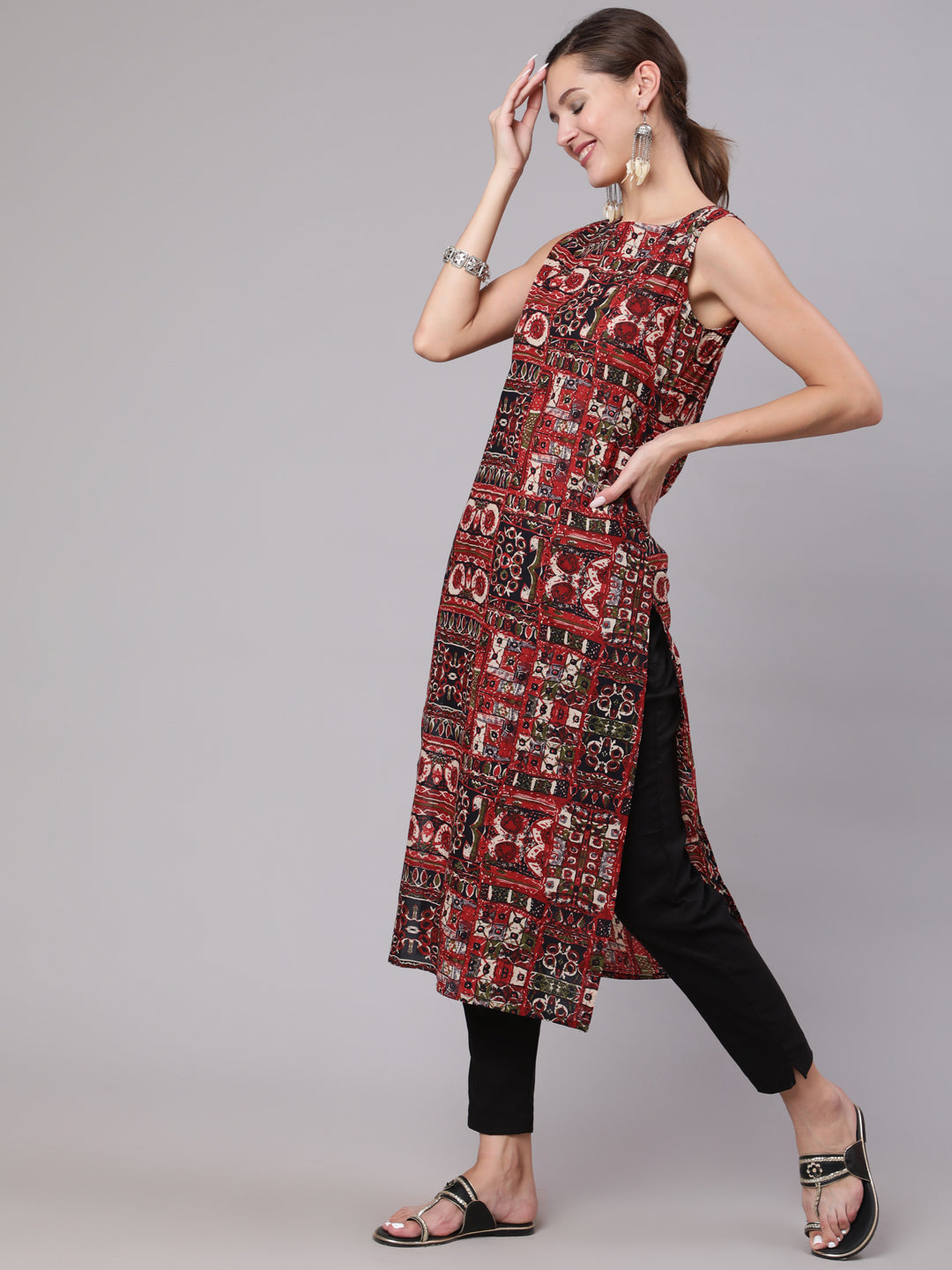 Women Multicoloured Printed Thread Work Kurta | LASVINI - Redefining Indian Fashion with Elegance