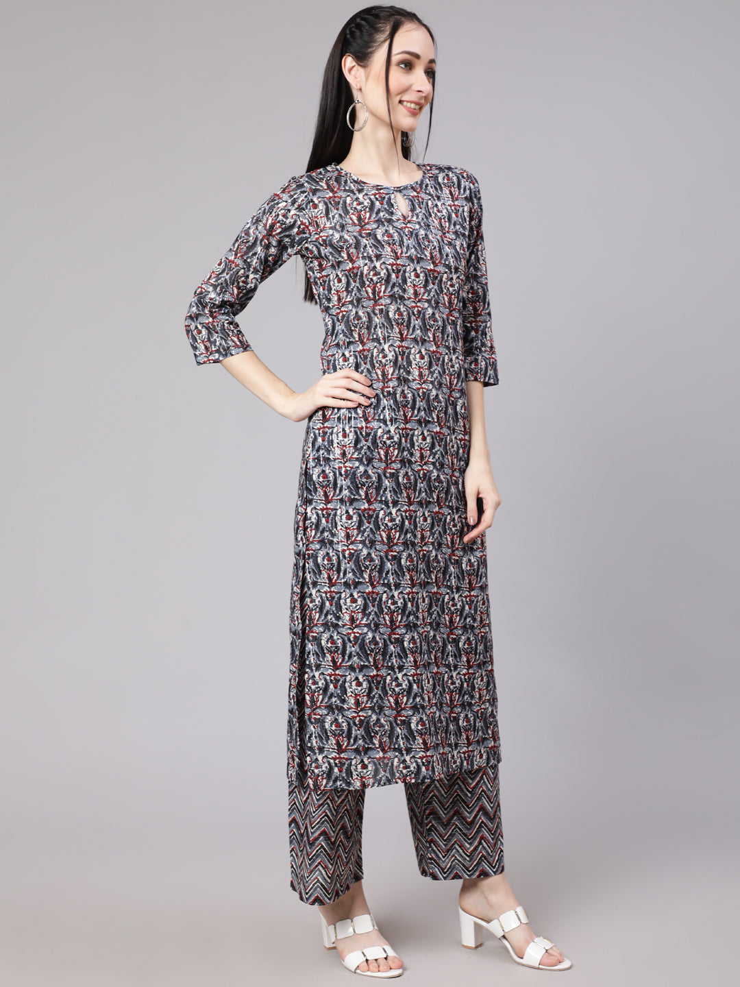 Women Multi Ethnic Printed Kurta With Palazzo And Dupatta | LASVINI - Redefining Indian Fashion with Elegance