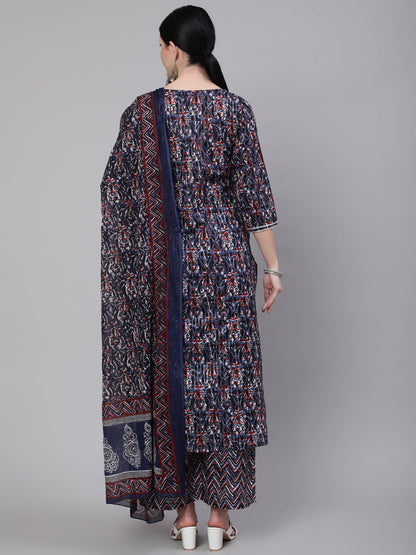 Women Multi Printed Straight Kurta With Palazzo & Dupatta | LASVINI - Redefining Indian Fashion with Elegance