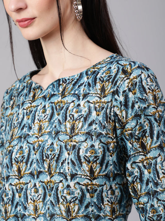 Women Multi Ethnic Printed Kurta With Palazzo And Dupatta | LASVINI - Redefining Indian Fashion with Elegance