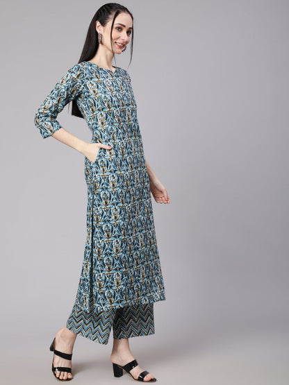 Women Multi Ethnic Printed Kurta With Palazzo And Dupatta | LASVINI - Redefining Indian Fashion with Elegance