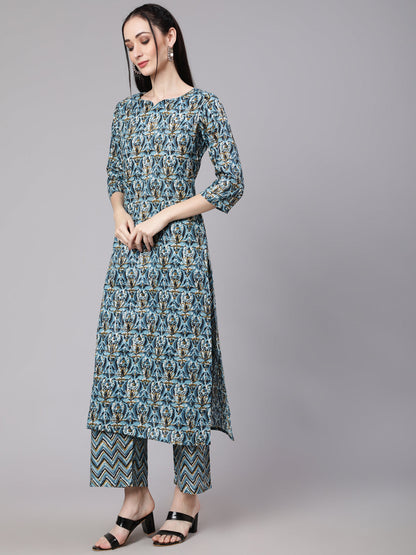Women Multi Ethnic Printed Kurta With Palazzo And Dupatta | LASVINI - Redefining Indian Fashion with Elegance