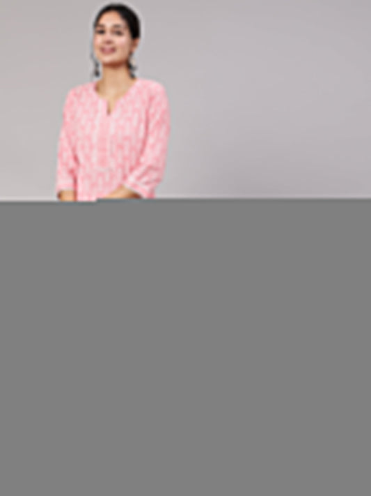 Women Pink Printed Straight Kurta With Trouser | LASVINI - Redefining Indian Fashion with Elegance