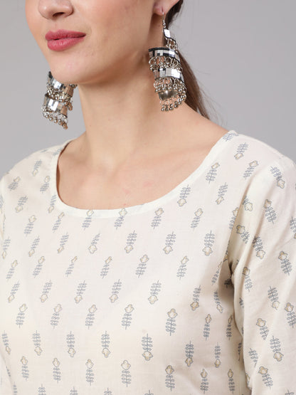 Women Off White Printed Straight Kurta With Trouser | LASVINI - Redefining Indian Fashion with Elegance
