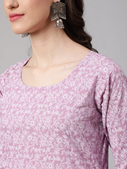Women Levender Printed Straight Kurta With Palazzo & Dupatta | LASVINI - Redefining Indian Fashion with Elegance