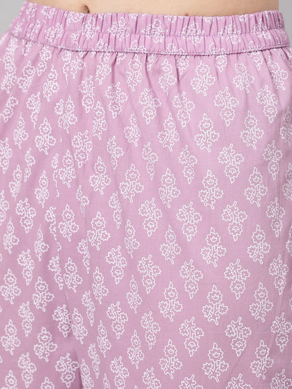 Women Levender Printed Straight Kurta With Palazzo & Dupatta | LASVINI - Redefining Indian Fashion with Elegance