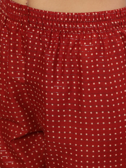 Women Maroon Ethnic Printed Straight Kurta And Palazzo | LASVINI - Redefining Indian Fashion with Elegance