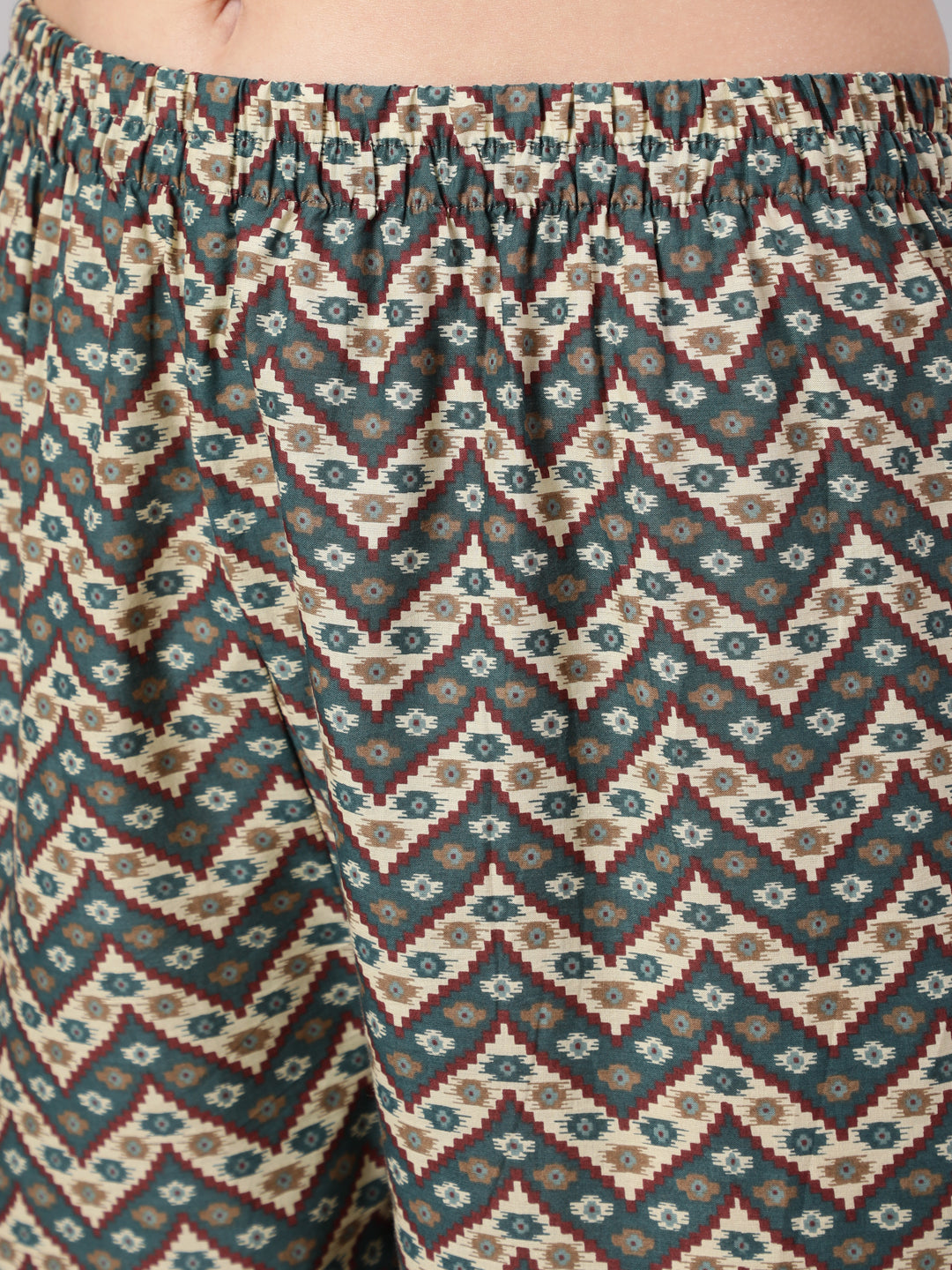 Women Multi Geometric Printed Straight Kurta With Palazzo | LASVINI - Redefining Indian Fashion with Elegance