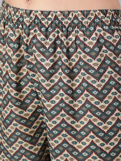 Women Multi Geometric Printed Straight Kurta With Palazzo | LASVINI - Redefining Indian Fashion with Elegance