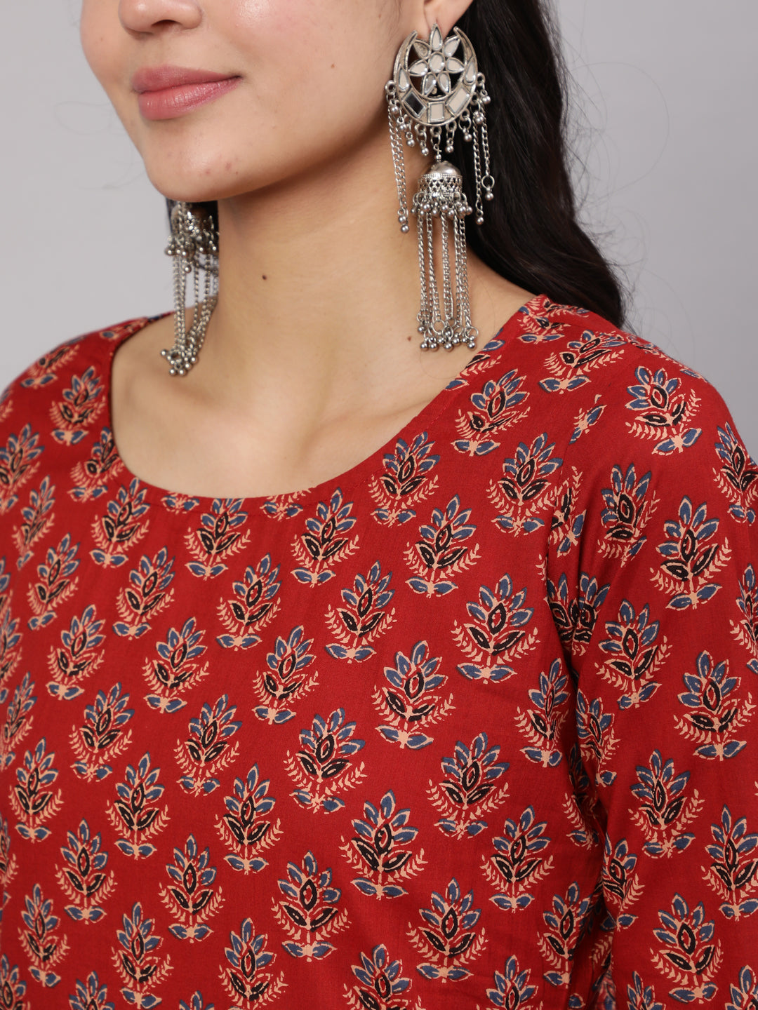Women Maroon Ethnic Printed Straight Kurta And Palazzo | LASVINI - Redefining Indian Fashion with Elegance