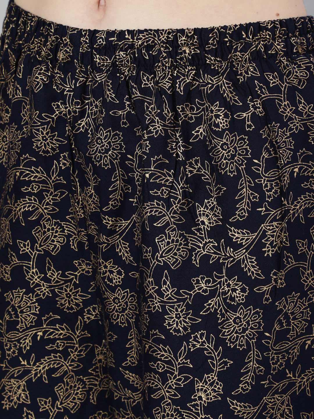 Women Navy Blue Ethnic Printed Kurta With Palazzo And Dupatta | LASVINI - Redefining Indian Fashion with Elegance