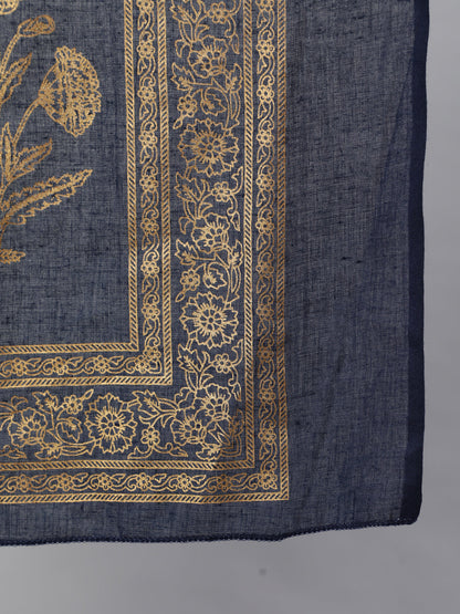 Women Navy Blue Ethnic Printed Kurta With Palazzo And Dupatta | LASVINI - Redefining Indian Fashion with Elegance
