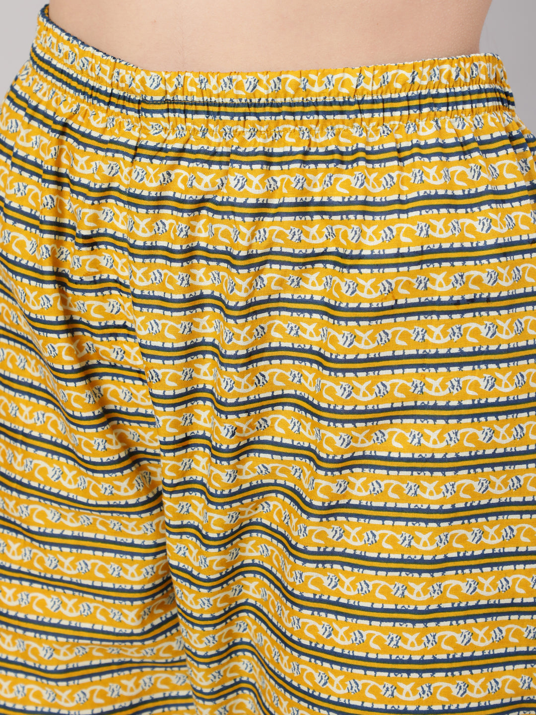 Women Mustard Printed Straight Kurta With Trouser | LASVINI - Redefining Indian Fashion with Elegance