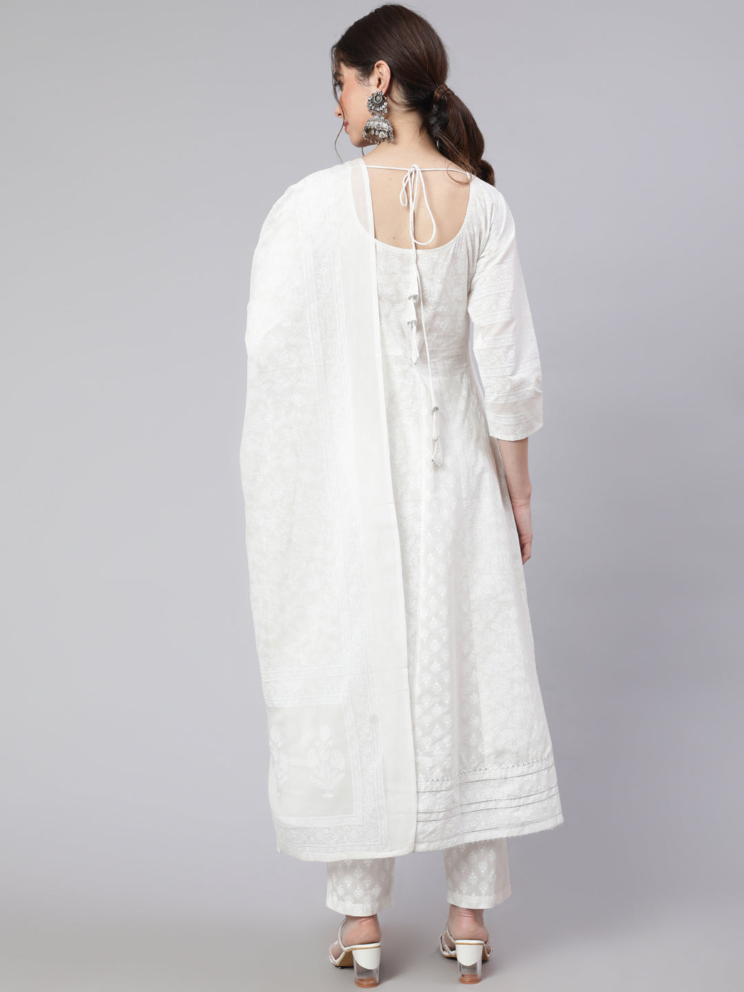 Women Off White Ethnic Printed Kurta With Palazzo And Dupatta | LASVINI - Redefining Indian Fashion with Elegance
