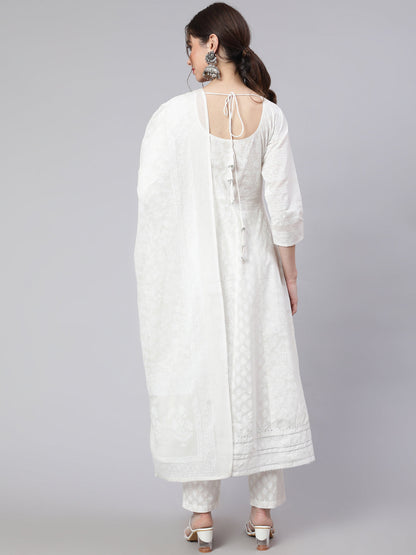 Women Off White Ethnic Printed Kurta With Palazzo And Dupatta | LASVINI - Redefining Indian Fashion with Elegance