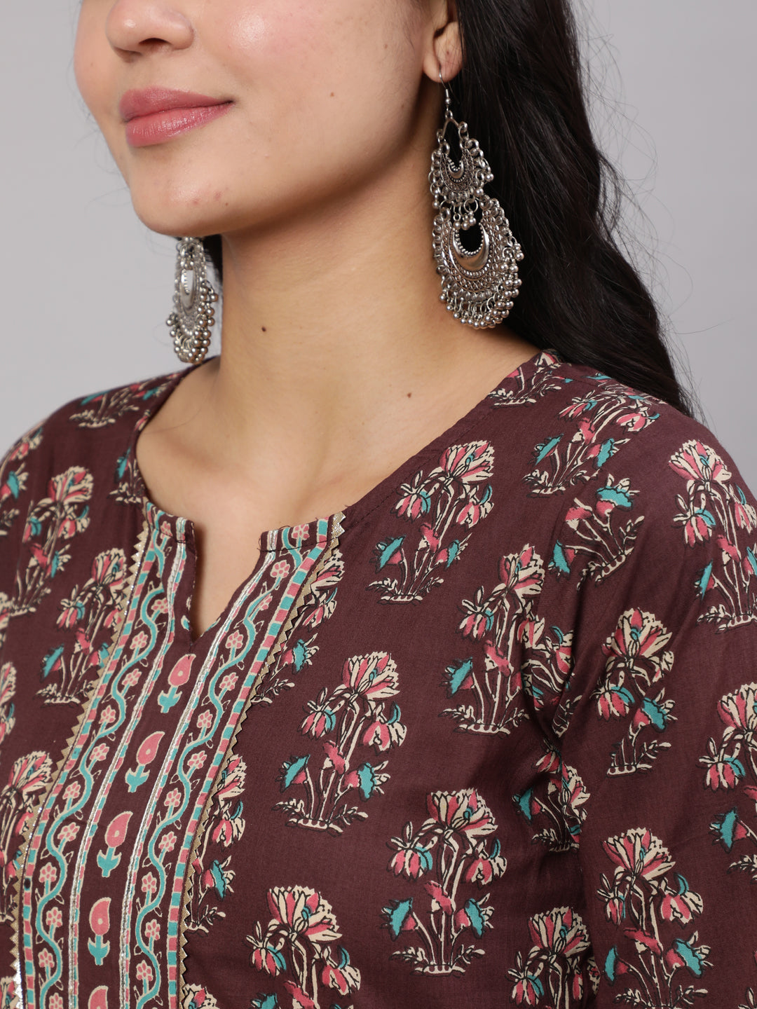 Women Purple Printed Straight Kurta With Trouser | LASVINI - Redefining Indian Fashion with Elegance