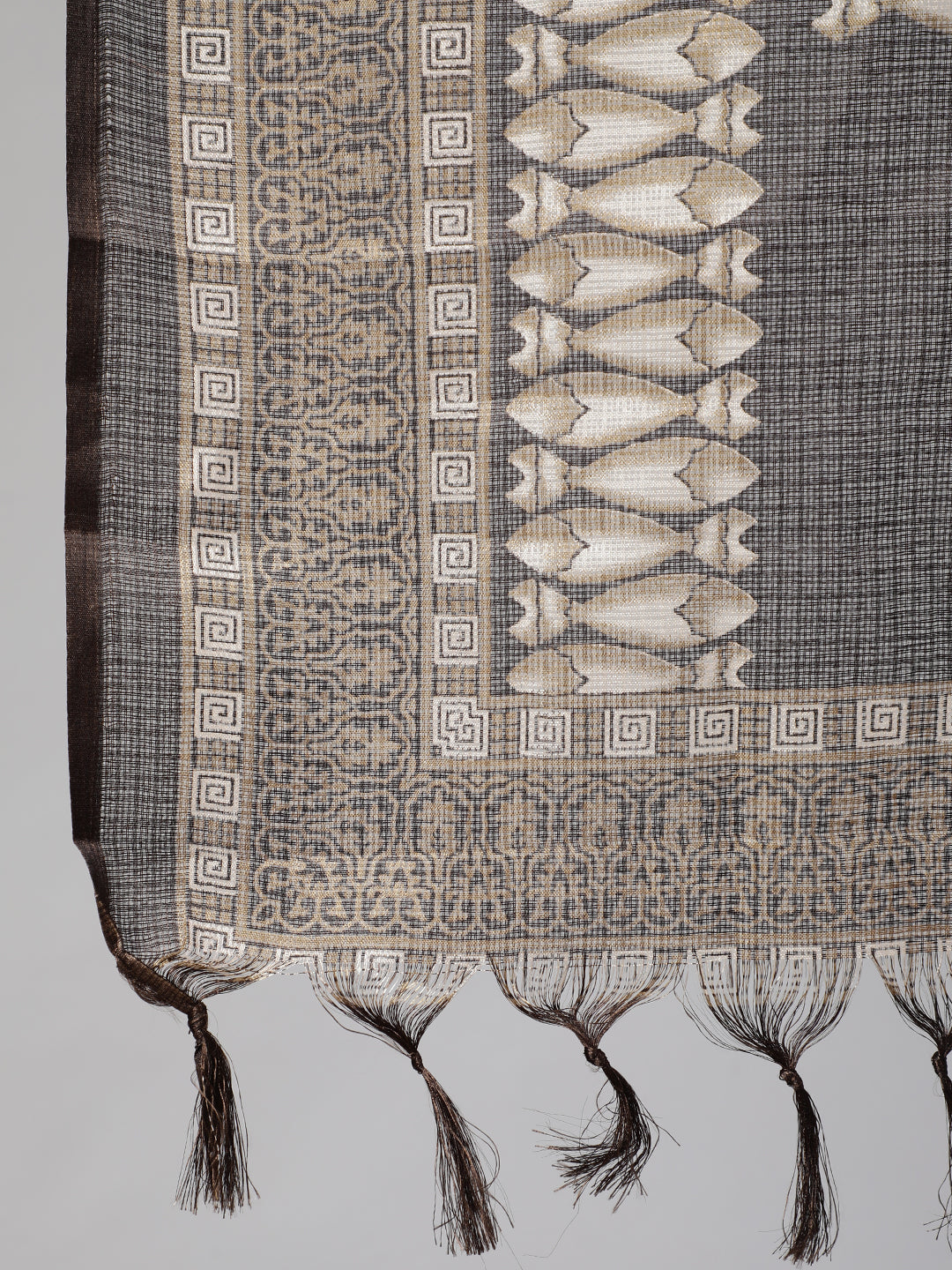 Women Dark Brown Straight Kurta With Palazzo And Art Silk Dupatta | LASVINI - Redefining Indian Fashion with Elegance