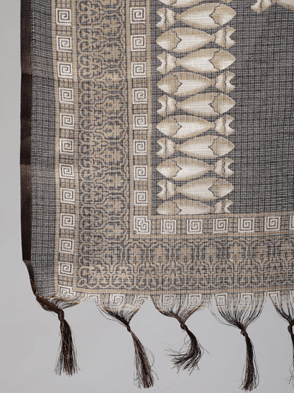 Women Dark Brown Straight Kurta With Palazzo And Art Silk Dupatta | LASVINI - Redefining Indian Fashion with Elegance