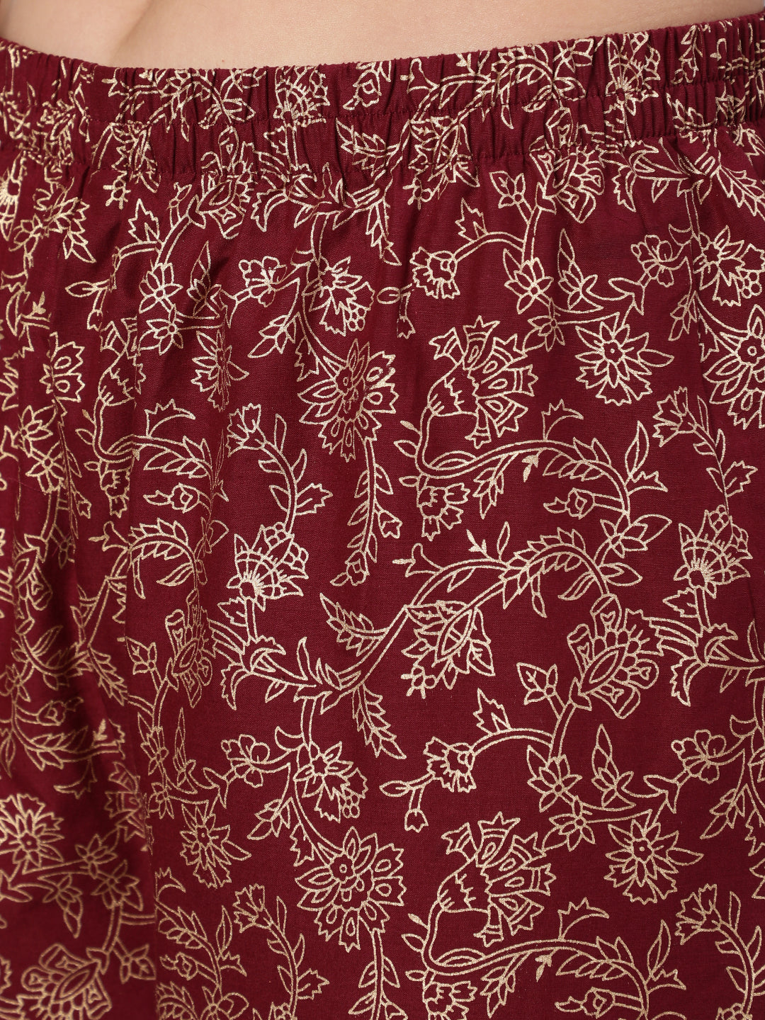 Women Burgundy Ethnic Printed Kurta With Palazzo And Dupatta | LASVINI - Redefining Indian Fashion with Elegance