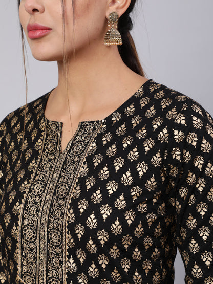 Women Black Ethnic Printed Kurta With Palazzo And Dupatta | LASVINI - Redefining Indian Fashion with Elegance