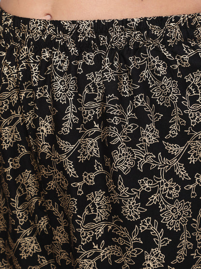 Women Black Ethnic Printed Kurta With Palazzo And Dupatta | LASVINI - Redefining Indian Fashion with Elegance