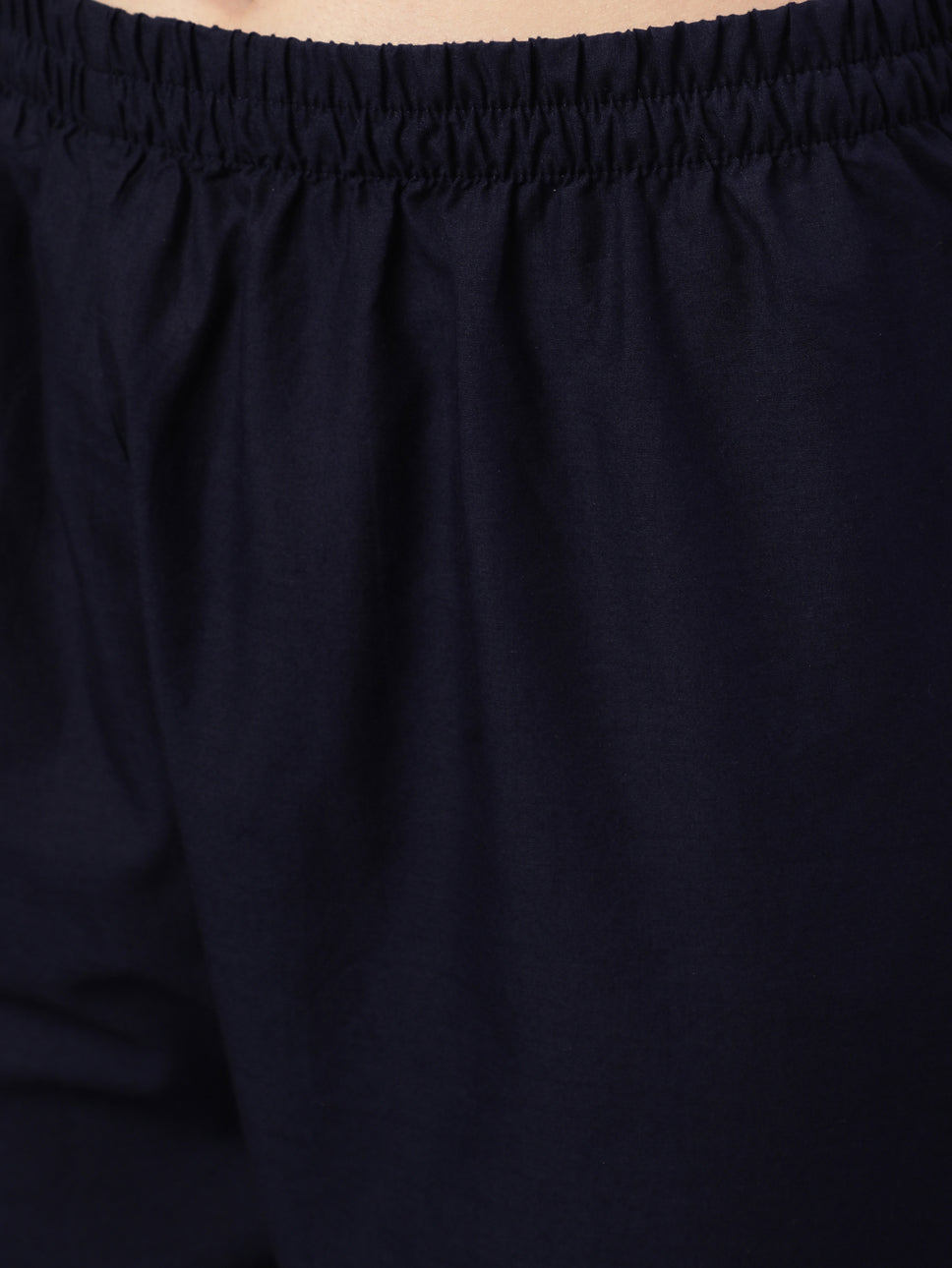 Women Navy Blue Ethnic Printed Straight Kurta With Trouser | LASVINI - Redefining Indian Fashion with Elegance