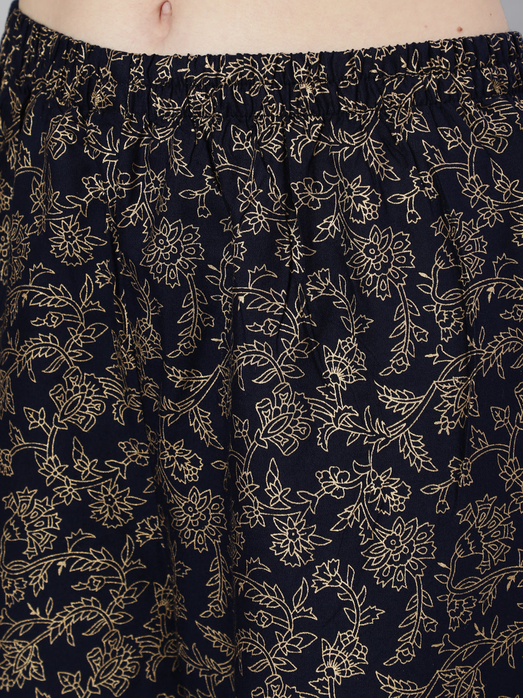 Women Navy Blue Ethnic Printed Kurta With Palazzo And Dupatta | LASVINI - Redefining Indian Fashion with Elegance