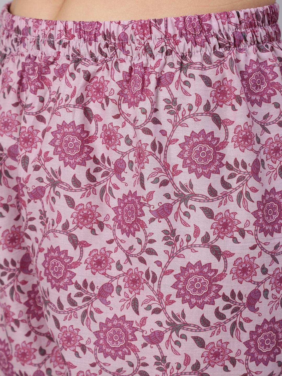 Women Lavender Floral Printed Kurta With Palazzo And Dupatta | LASVINI - Redefining Indian Fashion with Elegance