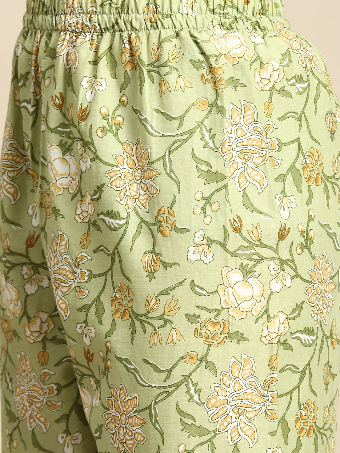 Women Green Floral Printed Anarkali Kurta With Trouser And Dupatta | LASVINI - Redefining Indian Fashion with Elegance