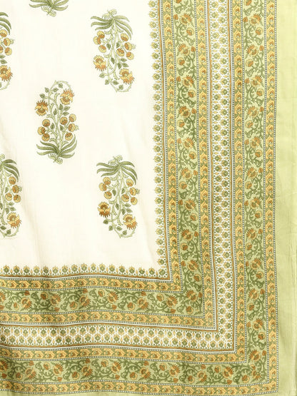 Women Green Floral Printed Anarkali Kurta With Trouser And Dupatta | LASVINI - Redefining Indian Fashion with Elegance