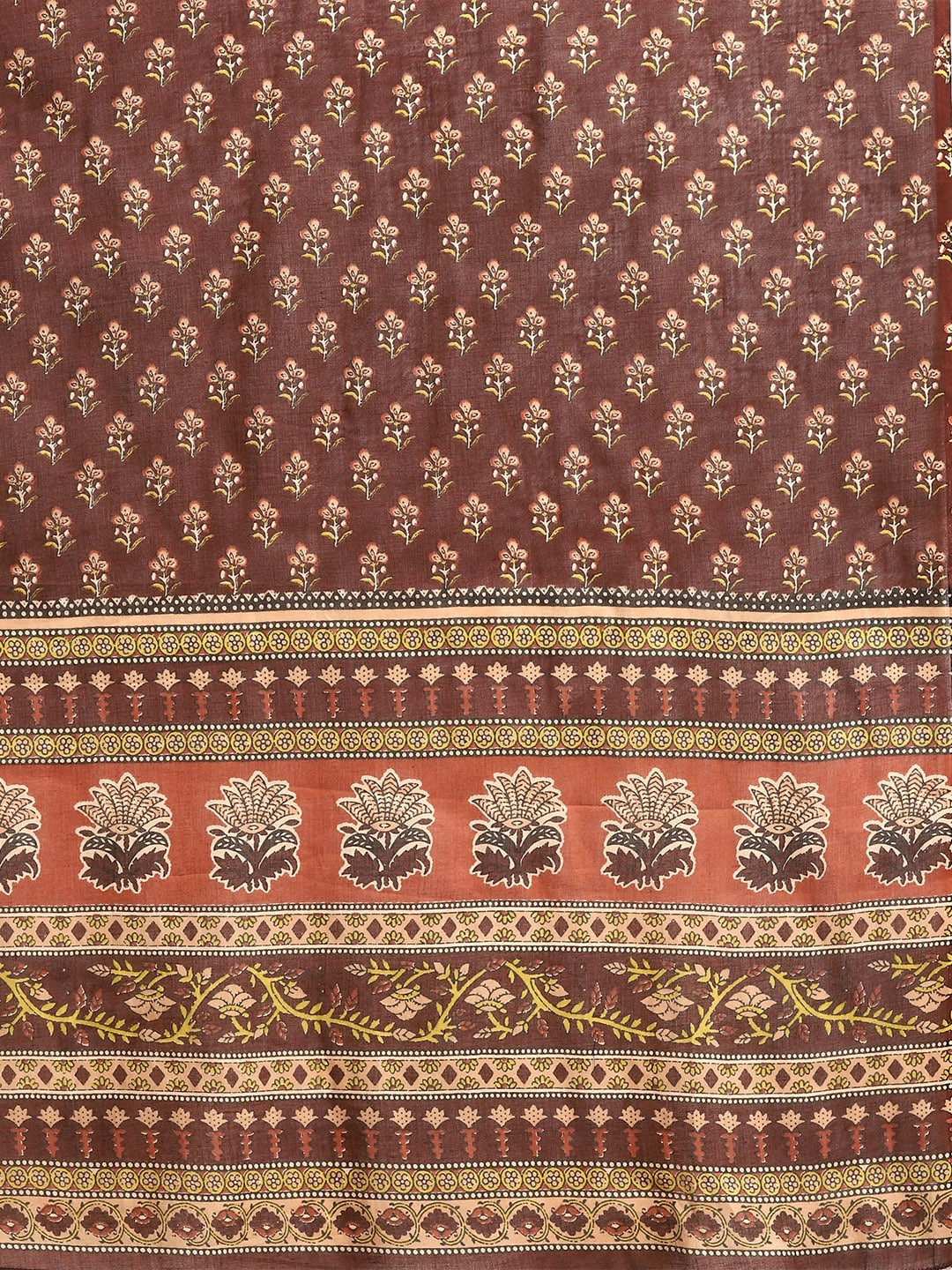 Women Brown Floral Printed Anarkali Kurta With Trouser And Dupatta | LASVINI - Redefining Indian Fashion with Elegance