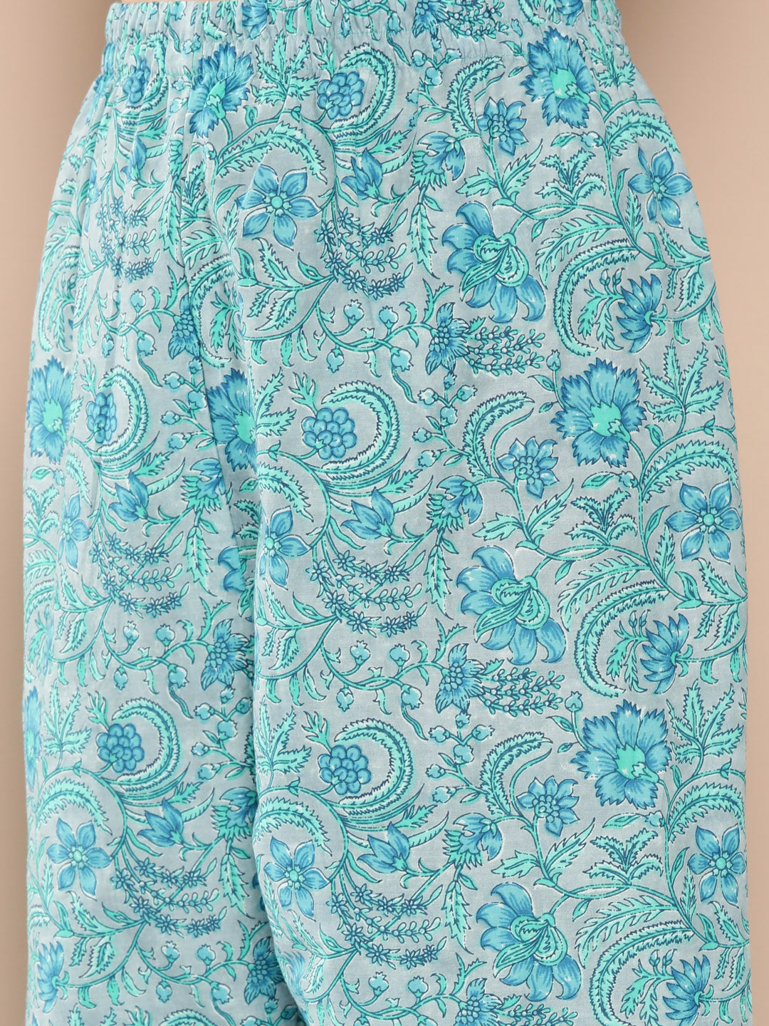 Women Blue Floral Printed Flared Kurta And Trouser With Dupatta | LASVINI - Redefining Indian Fashion with Elegance