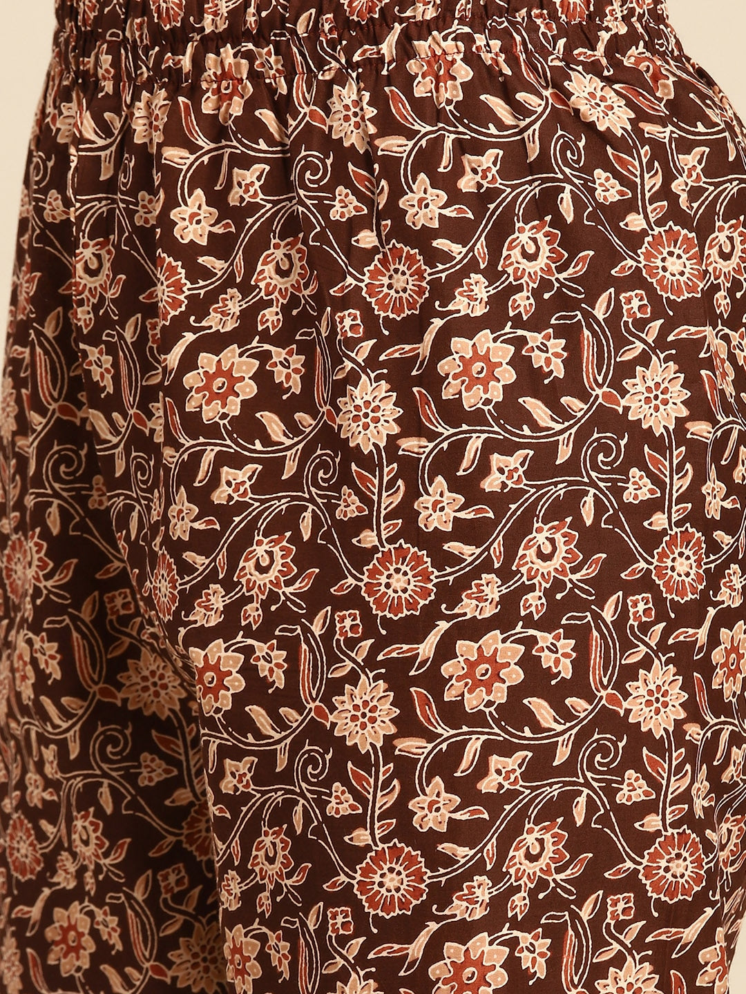 Women Brown Floral Printed Anarkali Kurta With Trouser And Dupatta | LASVINI - Redefining Indian Fashion with Elegance
