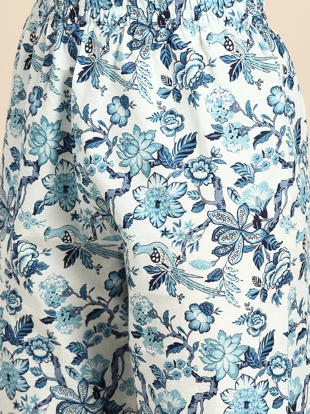 Women Blue Floral Printed Anarkali Kurta With Trouser And Dupatta | LASVINI - Redefining Indian Fashion with Elegance