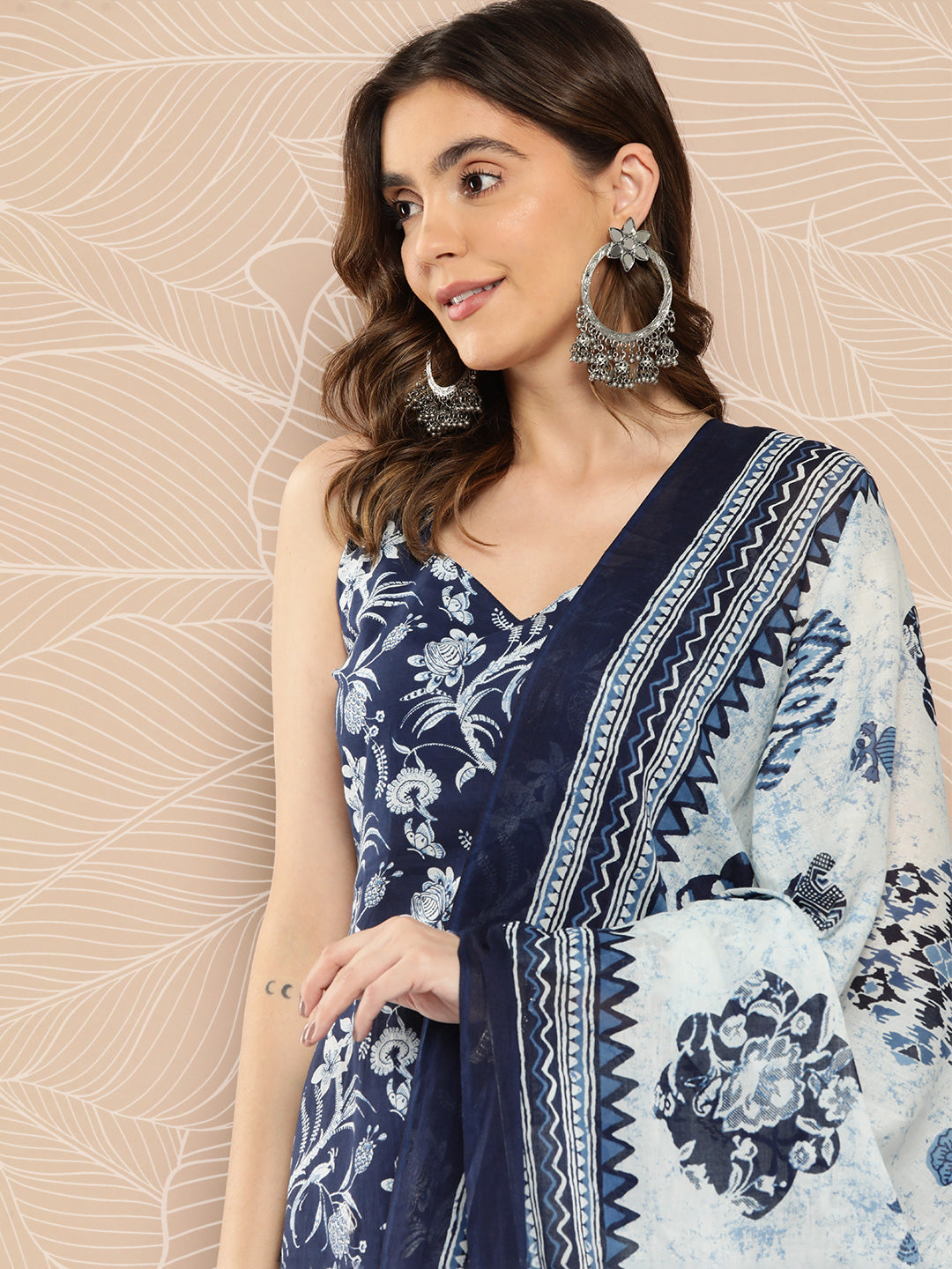 Women Blue Paisely Printed Straight Kurta With Trouser And Dupatta | LASVINI - Redefining Indian Fashion with Elegance