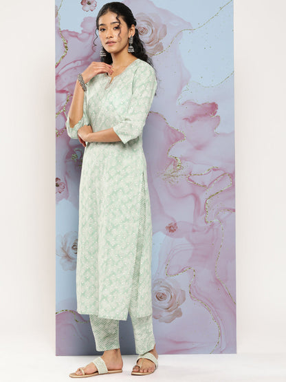 Women Green Ethnic Embroidered Kurta With Palazzo And Dupatta | LASVINI - Redefining Indian Fashion with Elegance