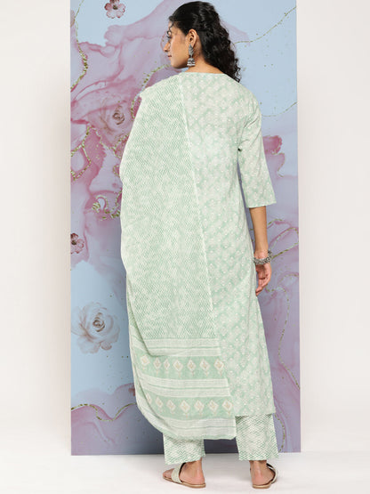 Women Green Ethnic Embroidered Kurta With Palazzo And Dupatta | LASVINI - Redefining Indian Fashion with Elegance