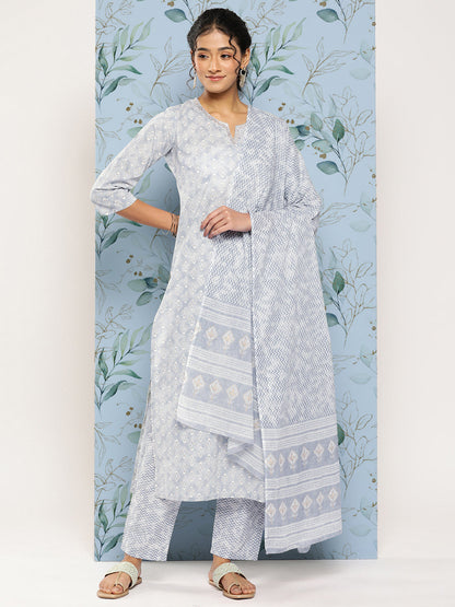 Women Grey Ethnic Embroidered Kurta With Palazzo And Dupatta | LASVINI - Redefining Indian Fashion with Elegance