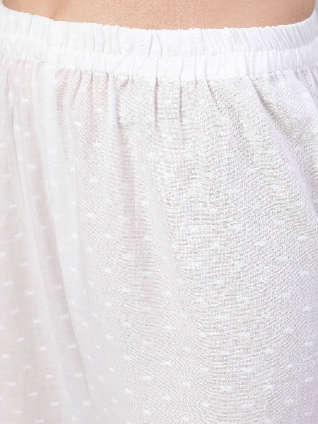 Women White Lace Details Flared Kurta With Trouser And Dupatta | LASVINI - Redefining Indian Fashion with Elegance