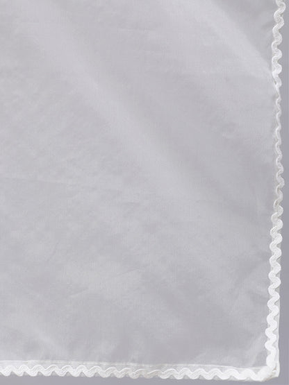 Women White Lace Details Flared Kurta With Trouser And Dupatta | LASVINI - Redefining Indian Fashion with Elegance
