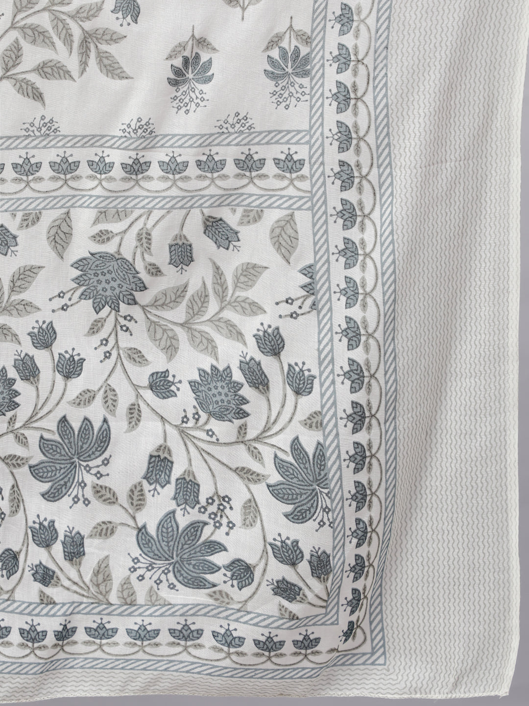 Women Off-White Floral Printed Flared Kurta With Trouser And Dupatta | LASVINI - Redefining Indian Fashion with Elegance