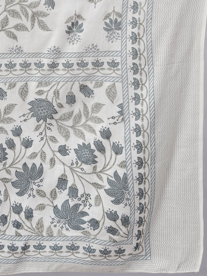 Women Off-White Floral Printed Flared Kurta With Trouser And Dupatta | LASVINI - Redefining Indian Fashion with Elegance