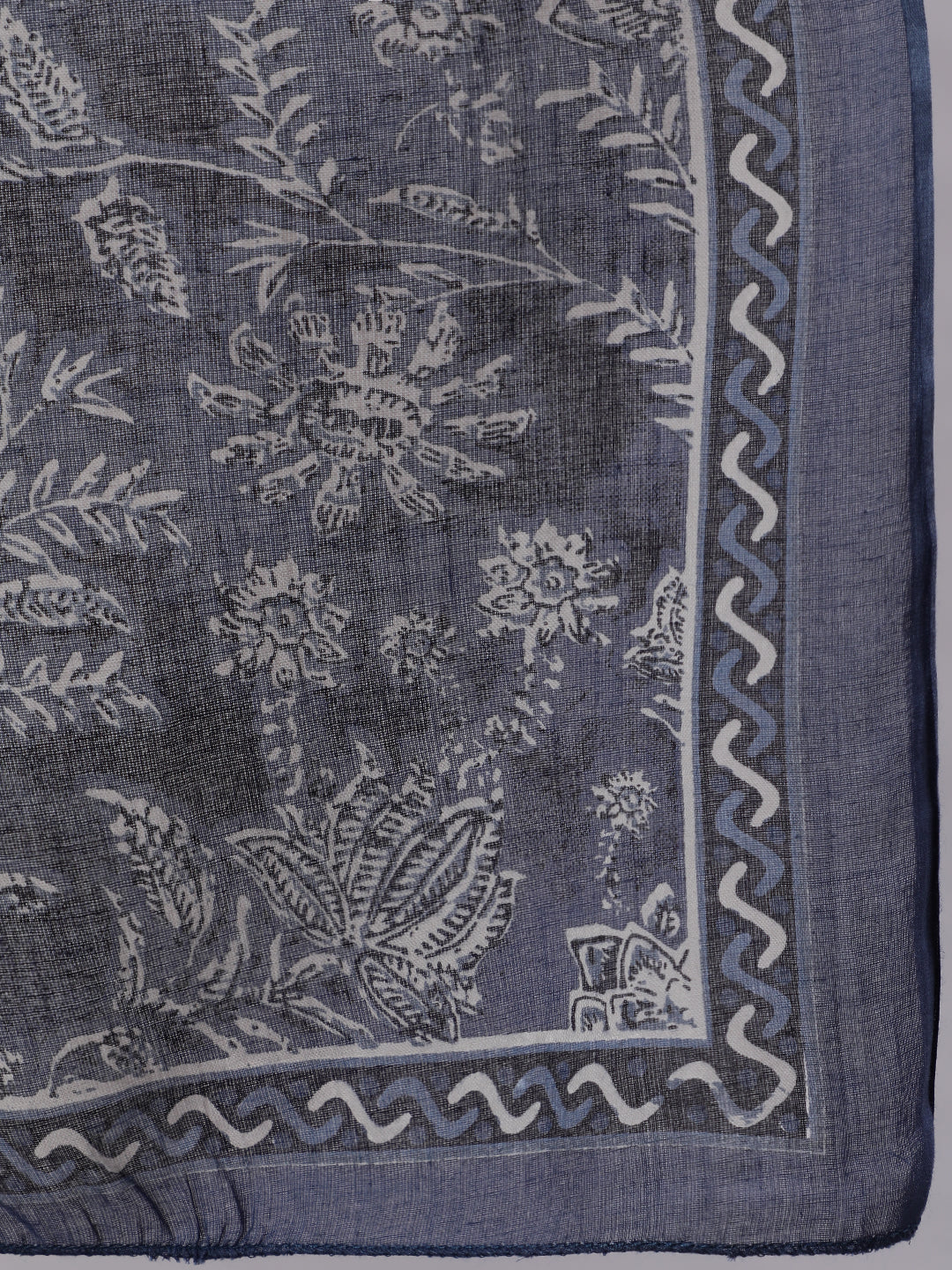 Women Blue Floral Printed Anarkali Kurta With Trouser And Dupatta | LASVINI - Redefining Indian Fashion with Elegance