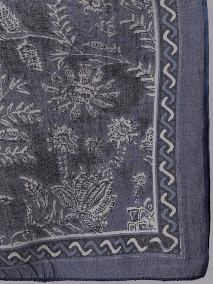 Women Blue Floral Printed Anarkali Kurta With Trouser And Dupatta | LASVINI - Redefining Indian Fashion with Elegance