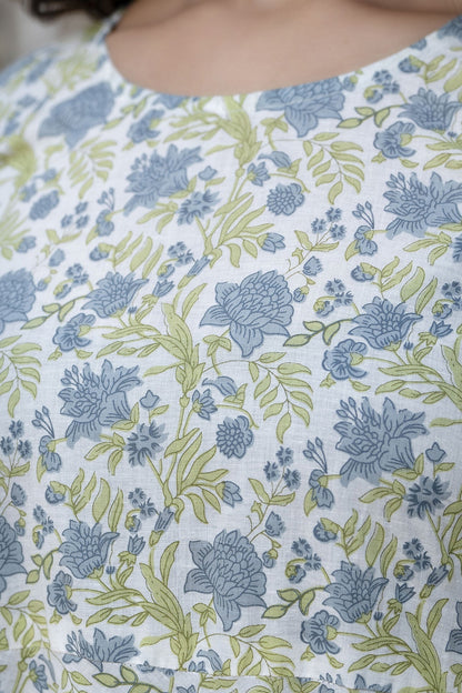 Women Off-White Floral Printed Flared Kurta With Trouser And Dupatta | LASVINI - Redefining Indian Fashion with Elegance