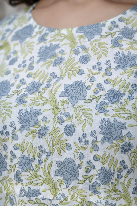 Women Off-White Floral Printed Flared Kurta With Trouser And Dupatta | LASVINI - Redefining Indian Fashion with Elegance